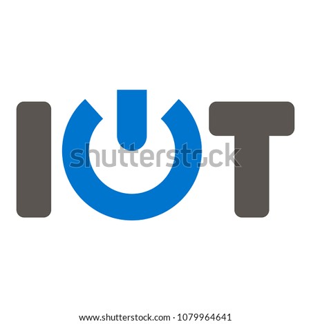 IOT Power Button Icon Vector. Internet of things text illustration.