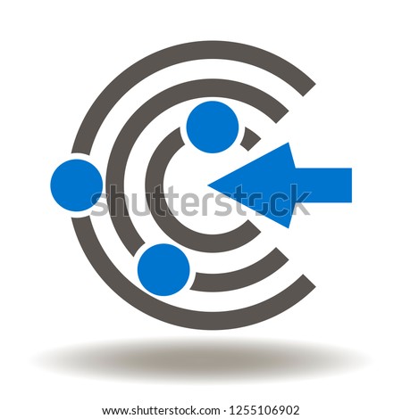 Proactivity Icon Vector. Arrow inside the circles and dot illustration. Initiative Logo. Innovation Integration Symbol. Science Research Sign.