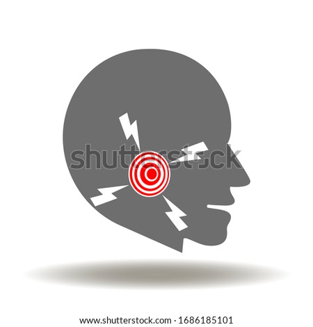 TMD and TMJ concept logo: Temporomandibular Joint and Muscle Disorder. Head human pain jaw tmj icon vector.