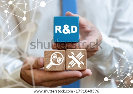 R&D: Research and Development Business Science Technology Concept. R D innovation conceptual background typography design. Foto stock © 