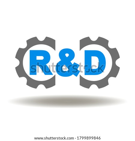 R & D Gears Mechanism Icon Vector. Research and Development Project Business Education Logo.