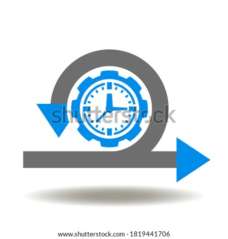 Agile Development Methodology Conceptual Logo. Cycle Scrum Arrows Gear Clock Icon Vector. Agility Business Life Cycle Symbol. Flexible developing process Illustration.
