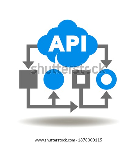 API with cloud scheme chart icon vector. Application Programming Interface Development Software Symbol.