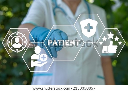 Concept of patient care, safety, experience and satisfaction. Medical client centred. Medicine customer focus. Healthcare client-oriented. Foto d'archivio © 