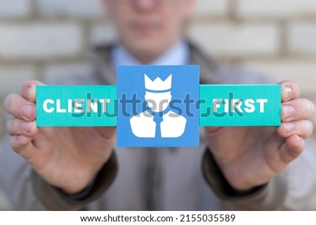 Client first business marketing service concept. Premium user. VIP client. Target audience. Customer, client targeting. Consumer centricity. Foto d'archivio © 