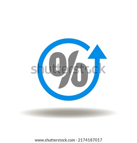 Vector illustration of round update or back arrow with percent. Symbol of PIP Percentage In Point. Sign of tax, fees reduction.