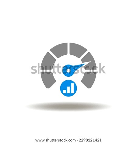 Vector illustration of indicator or meter high level with graph. Icon of KPI. Symbol of business finance indicator.