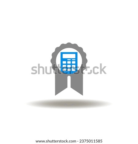 Vector illustration of stamp or seal with calculator. Icon of CFA Chartered Financial Analyst. Symbol of quality professional accounting.