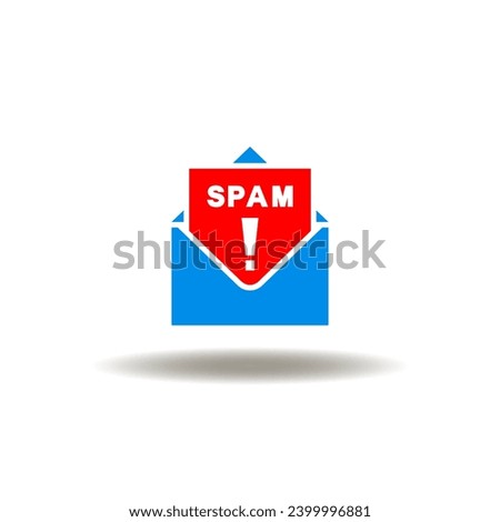 Vector illustration of mail letter with spam message. Symbol of spam threat.