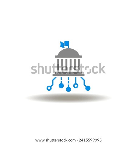 Vector illustration of build court or governance with circuit pattern. Icon of online public sector, web governance administration. Symbol of digital government.