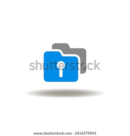 Vector illustration of directories with lock keyhole. Icon of top secret. Symbol of secrecy. Sign of confidential information.