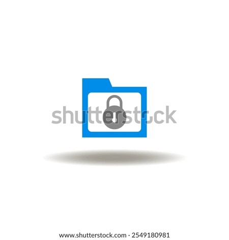 Vector illustration of directory with lock. Icon of documents security. Symbol of access archive. Secure information sign. Data protection and privacy in an office environment.