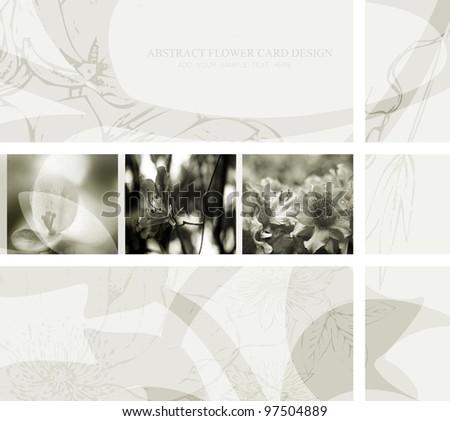 abstract flower card design in black and white toning