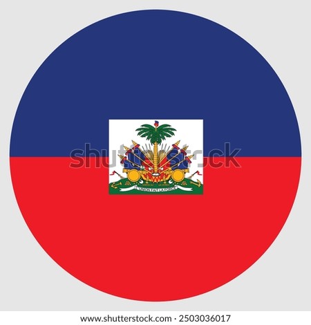 Haiti Round Country Flag. Haitian Circle National Flag.