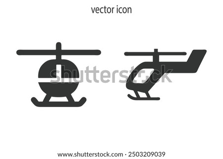 Helicopter icon on isolated white background with glyph icon style, Helicopter vector illustration. helicopter icon, thin line symbol color editable.