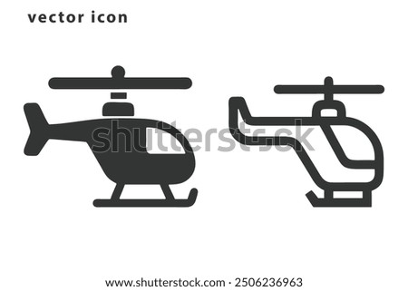 Helicopter icon on isolated white background with glyph icon style, Helicopter vector illustration. helicopter icon, thin line symbol color editable.