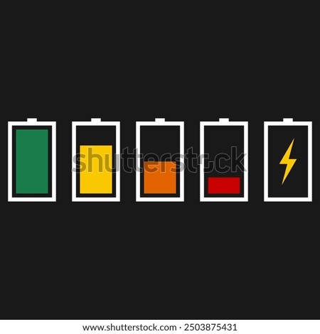 Battery Design. Battery Illustration. Battery Vector. Battery Vector with Charge Status Indicator. Sharp Corner