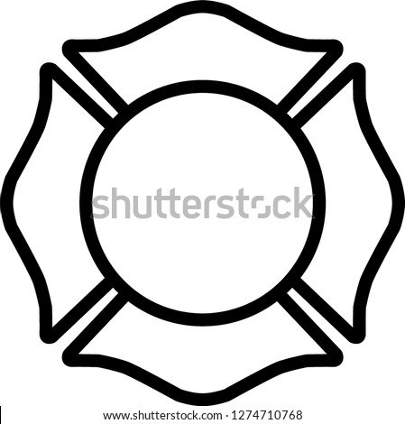 Firefighter Emblem St Florian Maltese Cross White with Black Outline