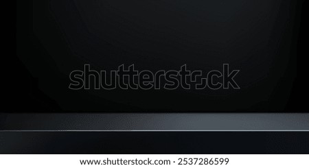 Limbo black background. Abstract dark gradient backdrop. Color wall of studio, room, stand for product display or photo. Modern banner with empty place for advertising text. Vector illustration.