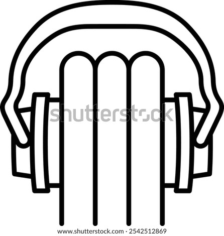 the Outline Icon of headphone and books