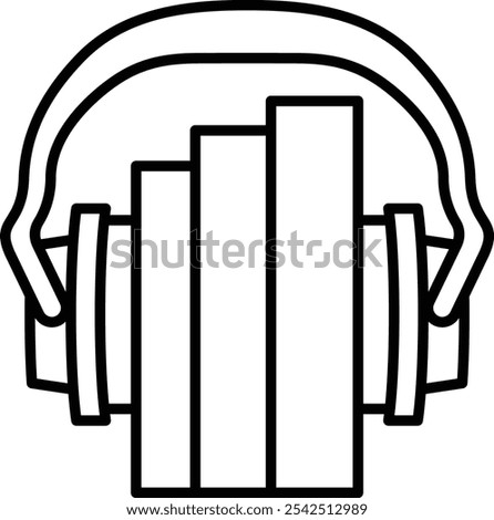 the Outline Icon of headphone and books