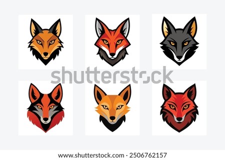 Jackal Head Set Vector Illustration - Cartoon, Clipart, and Line Art Design