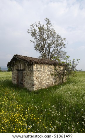 Rodengo (Bs),Franciacorta,Italy,a rural farm building for storing farm equipment between fields
