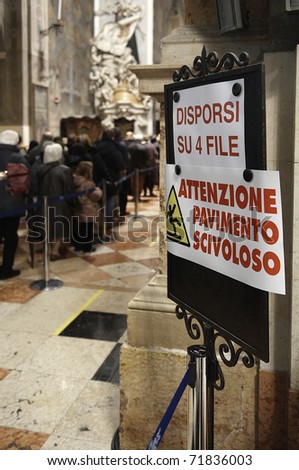 PADUA, ITALY - FEB 19:The exposure of the body of St.Anthony in the Basilica of Saint,the crowd of faithful in the basilica waiting to visit the Saint\'s body on February 19,2010 in Padua,Italy
