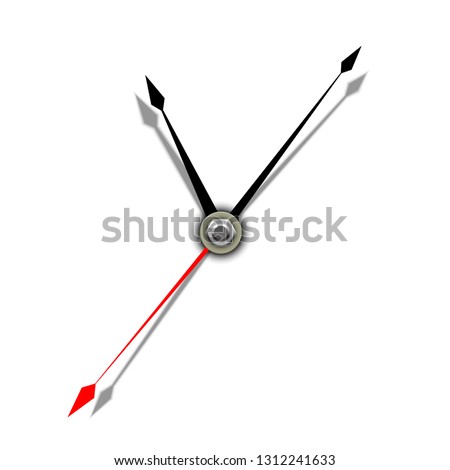 Clock hands. Part of an analog clock, or watch. Vector illustration on white background.