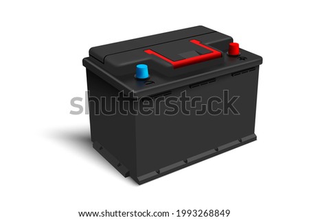 Car battery isolated on white background. Car auto parts. Vector illustration. 