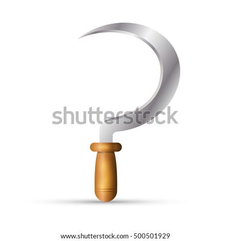 Realistic sickle isolated on white background. Sickle with wooden handle. Tools symbol.  ストックフォト © 