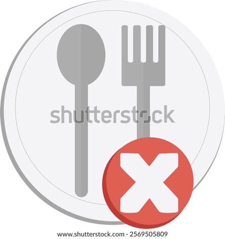 Food Prohibition Icon with Spoon and Fork