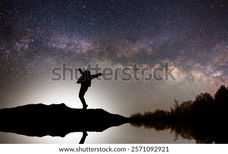 Similar – Image, Stock Photo Mountains landscape under milky way sky