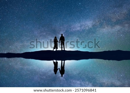 Similar – Image, Stock Photo Mountains landscape under milky way sky