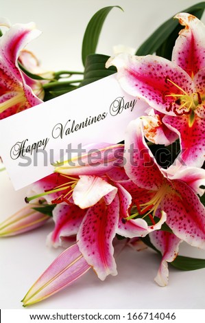 valentines day greeting card with liliums