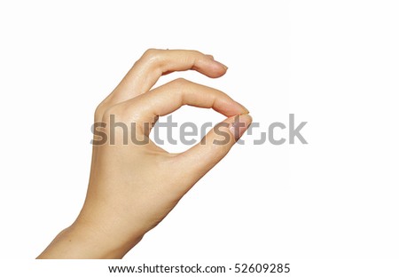 Pinching hand isolated on white background