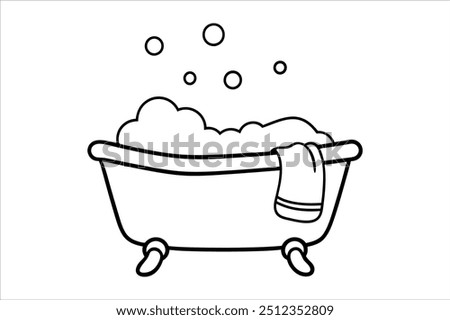 Vector Illustration of a Cozy Bathtub Silhouette for Serenity