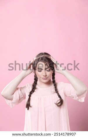 Similar – Image, Stock Photo Woman with braids in studio looking at camera