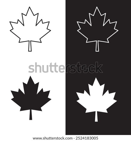 Black maple leaf icon vector set . Canada icon vector.