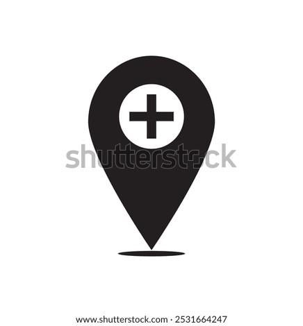 Medical center location icon vector. Doctor location icon vector. Clinic icon. Hospital location icon vector .