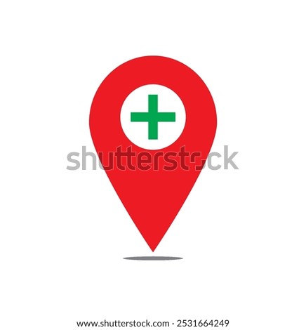 Medical center location icon vector. Doctor location icon vector. Clinic icon. Hospital location icon vector .