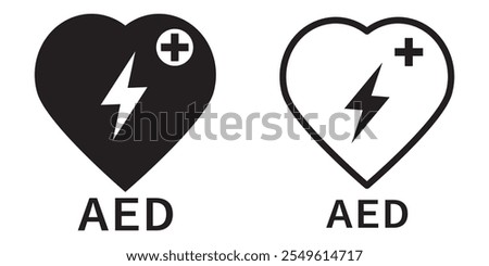 AED icon vector illustration. Automated external defibrillator icon isolated on white background.