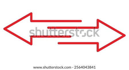 Red long arrow icon illustration. Transfer arrows outline icon. linear style sign for mobile concept and web design. Left right arrows simple line vector icon.