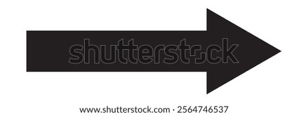 Long arrow. Black arrow pointing right. Black large arrow. Bold thine long arrow. Vector illustration. 