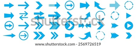 Arrows big blue set icons, arrow icon, modern simple arrows, arrow vector collection cursor. Arrow sign collection on white background vector image. 