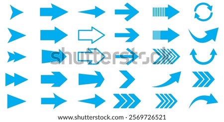 Arrows big blue set icons, arrow icon, modern simple arrows, arrow vector collection cursor. Arrow sign collection on white background vector image. 