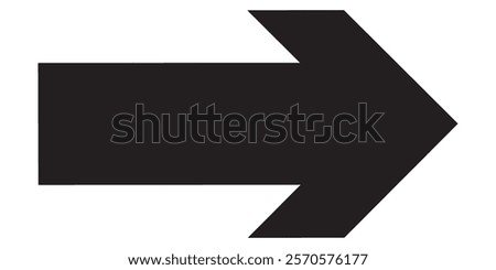 Long arrow icon vector. Black arrow pointing right. Black large arrow pointing right. Bold thine long arrow. Vector illustration. 