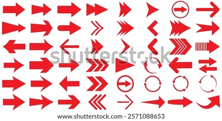 Arrows set. Arrow icon collection. Set different arrows or web design. Arrows vector collection with elegant style and Red color. Red long arrow icon vector set illustration. 