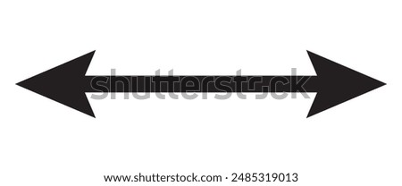 A simple black double-headed arrow – Minimalist straight arrow isolated on a white background.