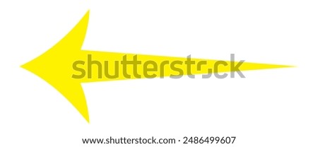 Straight long arrow, left thin line, horizontal element, thick pointer vector long arrow icon isolated on white background. Simple illustration. Yellow long arrow icon.